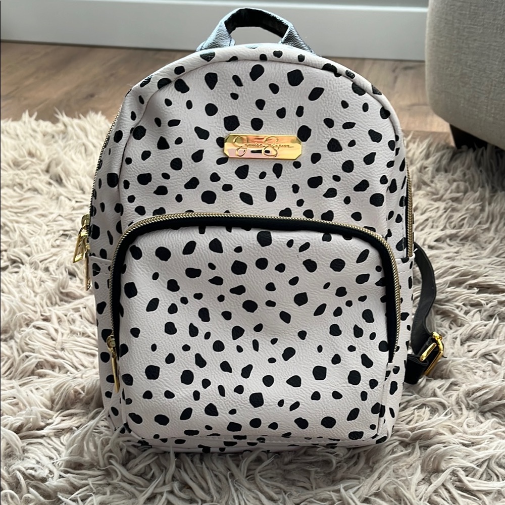 Jessica Simpson Black and White Polka Dot Backpack